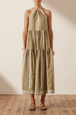 Shona Joy LIZETE BACKLESS HALTER MIDI DRESS