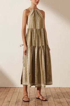 Shona Joy LIZETE BACKLESS HALTER MIDI DRESS