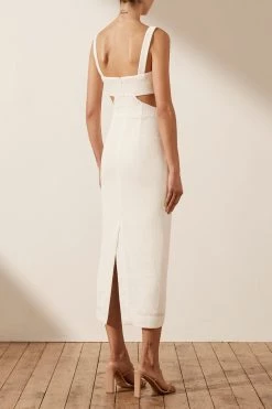 Shona Joy SIMONE GATHERED CUT OUT MIDI DRESS - IVORY 9 Shona Joy SIMONE GATHERED CUT OUT MIDI DRESS - IVORY
