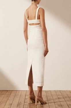 Shona Joy DRESSES SIMONE CROSS OVER MIDI DRESS - IVORY