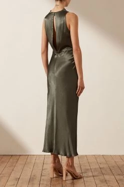 Shona Joy DRESSES LA LUNE HIGH NECK MIDI DRESS - OLIVE 11 Shona Joy DRESSES LA LUNE HIGH NECK MIDI DRESS - OLIVE