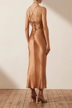 Shona Joy DRESSES LA LUNE RUCHED BODICE MIDI DRESS - COPPER