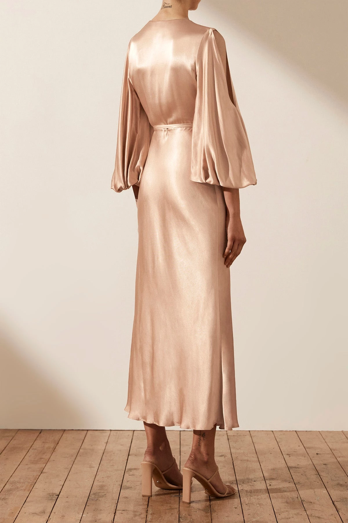Shona Joy LA LUNE FULL SLEEVE WRAP MIDI DRESS - DESERT ROSE 5 Shona Joy LA LUNE FULL SLEEVE WRAP MIDI DRESS - DESERT ROSE