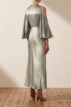 Shona Joy LA LUNE FULL SLEEVE WRAP MIDI DRESS - SAGE 9 Shona Joy LA LUNE FULL SLEEVE WRAP MIDI DRESS - SAGE