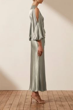 Shona Joy LA LUNE FULL SLEEVE WRAP MIDI DRESS - SAGE 8 Shona Joy LA LUNE FULL SLEEVE WRAP MIDI DRESS - SAGE