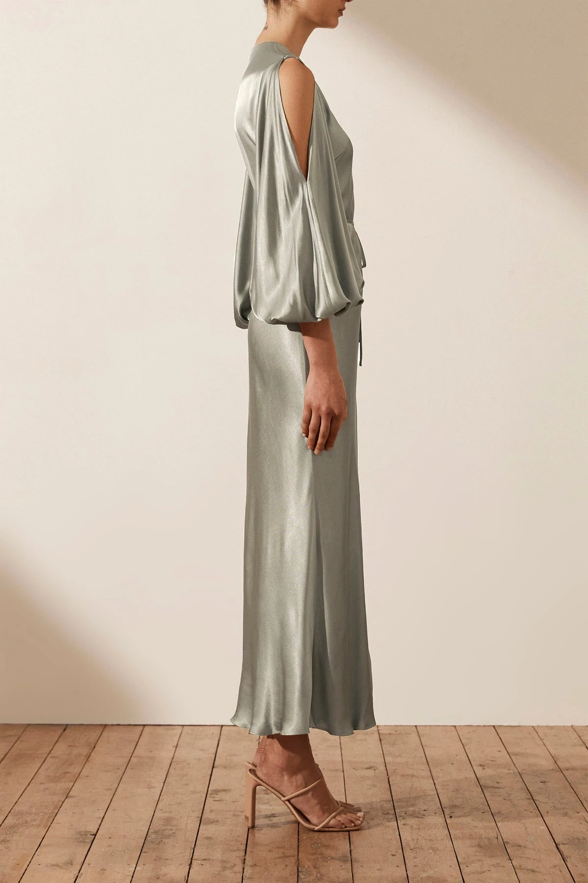 Shona Joy LA LUNE FULL SLEEVE WRAP MIDI DRESS - SAGE 4 Shona Joy LA LUNE FULL SLEEVE WRAP MIDI DRESS - SAGE