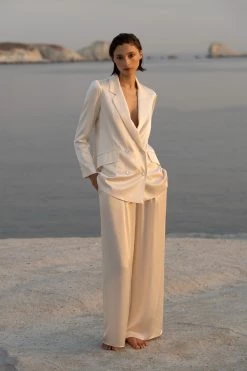 Shona Joy LA LUNE TUXEDO TROUSER - CREAM SHORTS & PANTS