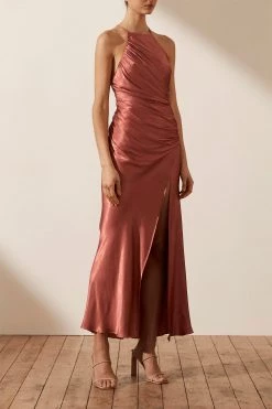 Shona Joy LA LUNE GATHERED SQUARE NECK BIAS MIDI DRESS - TERRACOTTA DRESSES 9 Shona Joy LA LUNE GATHERED SQUARE NECK BIAS MIDI DRESS - TERRACOTTA DRESSES