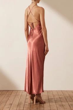 Shona Joy LA LUNE GATHERED SQUARE NECK BIAS MIDI DRESS - TERRACOTTA DRESSES 11 Shona Joy LA LUNE GATHERED SQUARE NECK BIAS MIDI DRESS - TERRACOTTA DRESSES