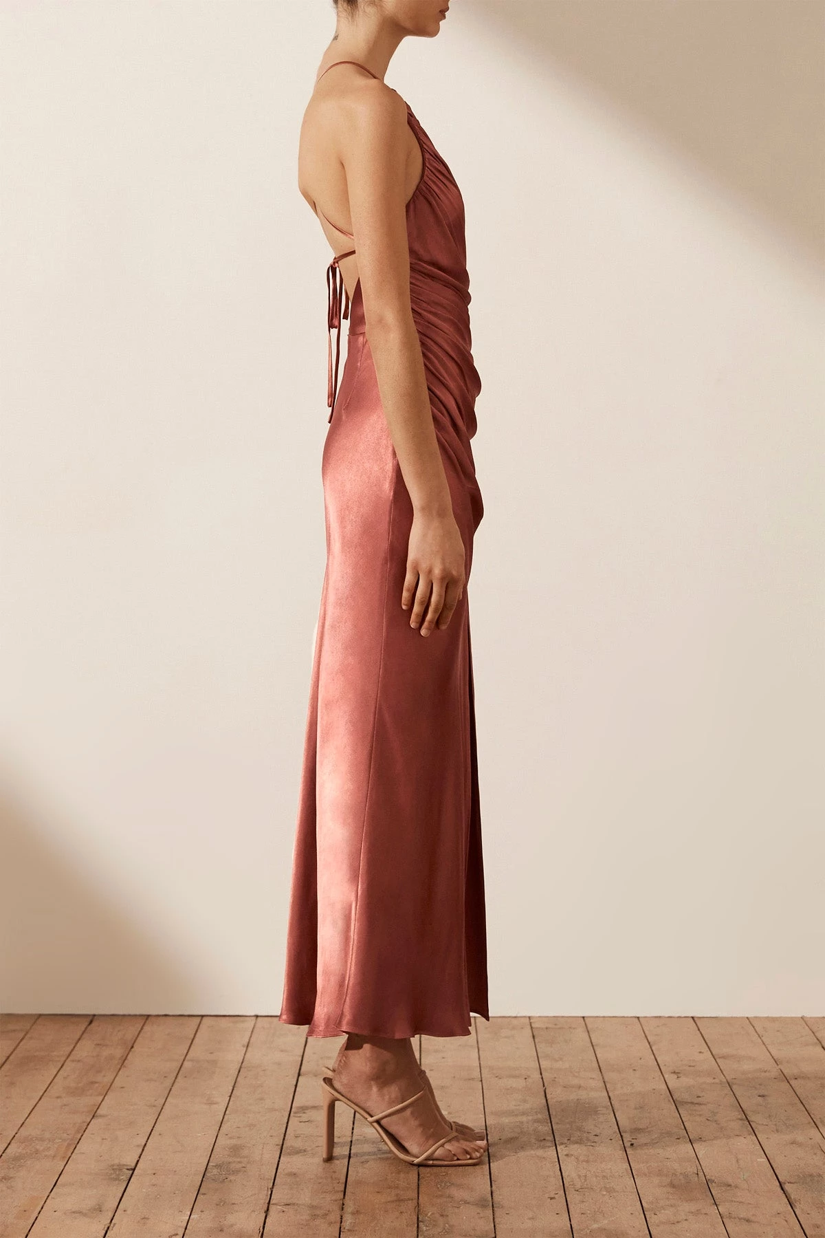 Shona Joy LA LUNE GATHERED SQUARE NECK BIAS MIDI DRESS - TERRACOTTA DRESSES 5 Shona Joy LA LUNE GATHERED SQUARE NECK BIAS MIDI DRESS - TERRACOTTA DRESSES