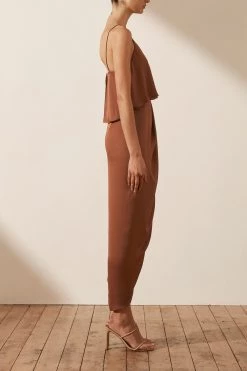 Shona Joy DRESSES LUXE COCKTAIL FRILL DRESS - MOCHA