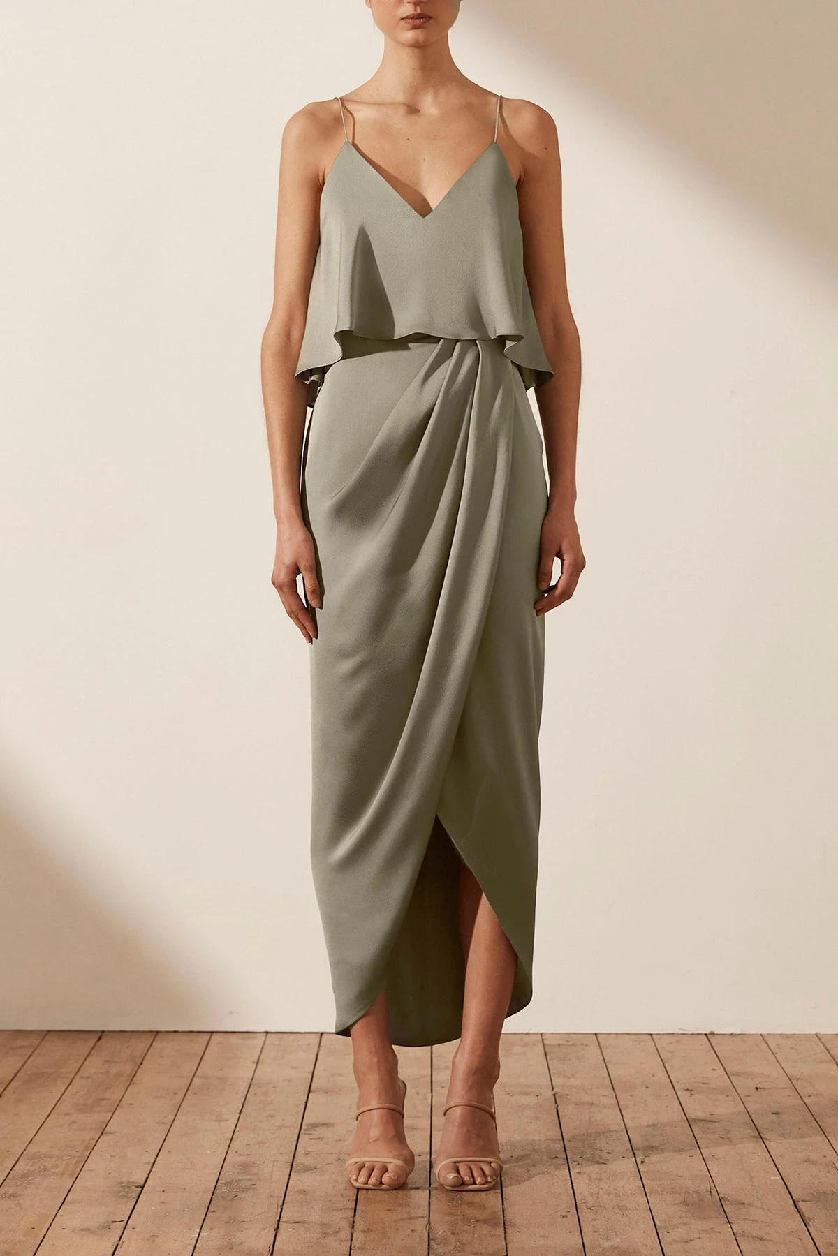 Shona Joy LUXE COCKTAIL FRILL DRESS - EUCALYPTUS 2 Shona Joy LUXE COCKTAIL FRILL DRESS - EUCALYPTUS