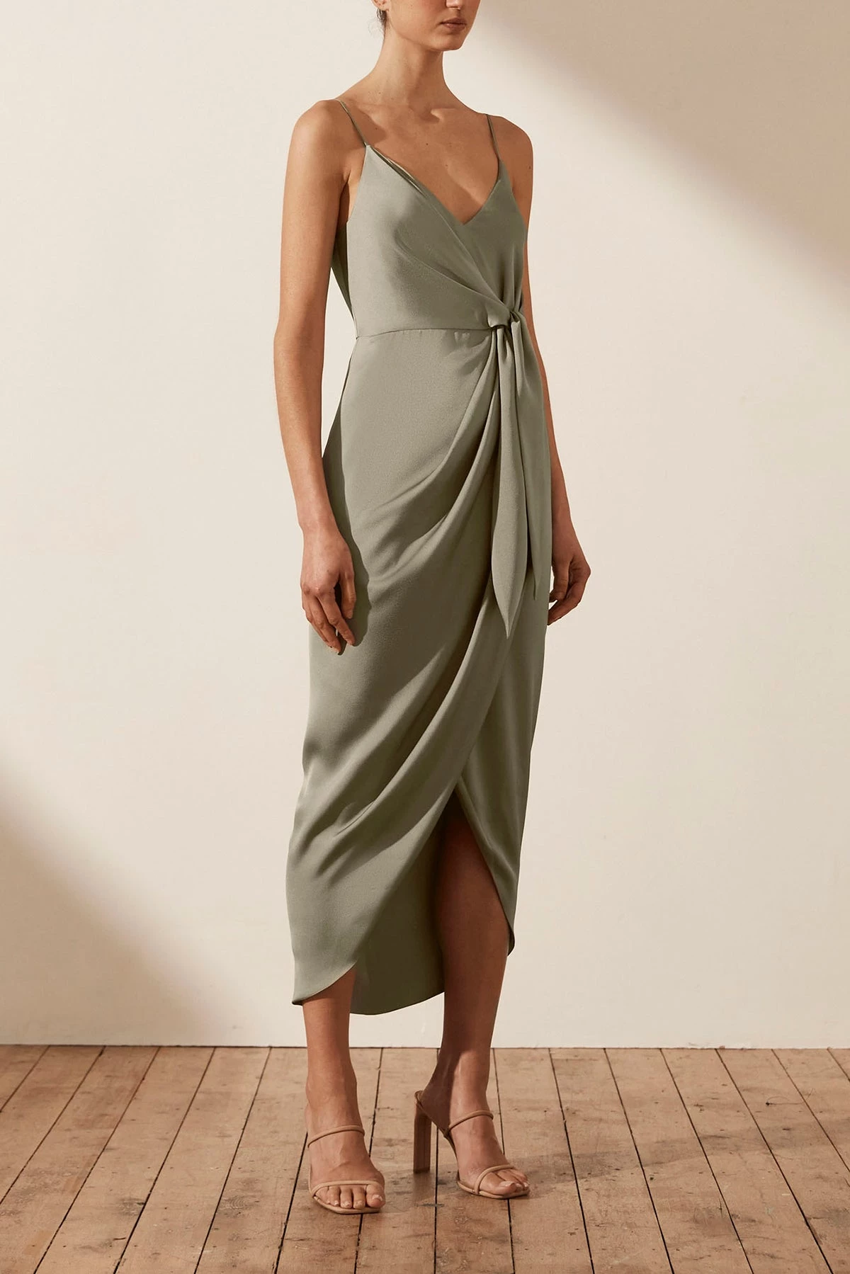 Shona Joy LUXE TIE FRONT COCKTAIL DRESS - EUCALYPTUS 4 Shona Joy LUXE TIE FRONT COCKTAIL DRESS - EUCALYPTUS
