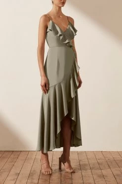 Shona Joy LUXE BIAS FRILL WRAP DRESS - EUCALYPTUS 9 Shona Joy LUXE BIAS FRILL WRAP DRESS - EUCALYPTUS