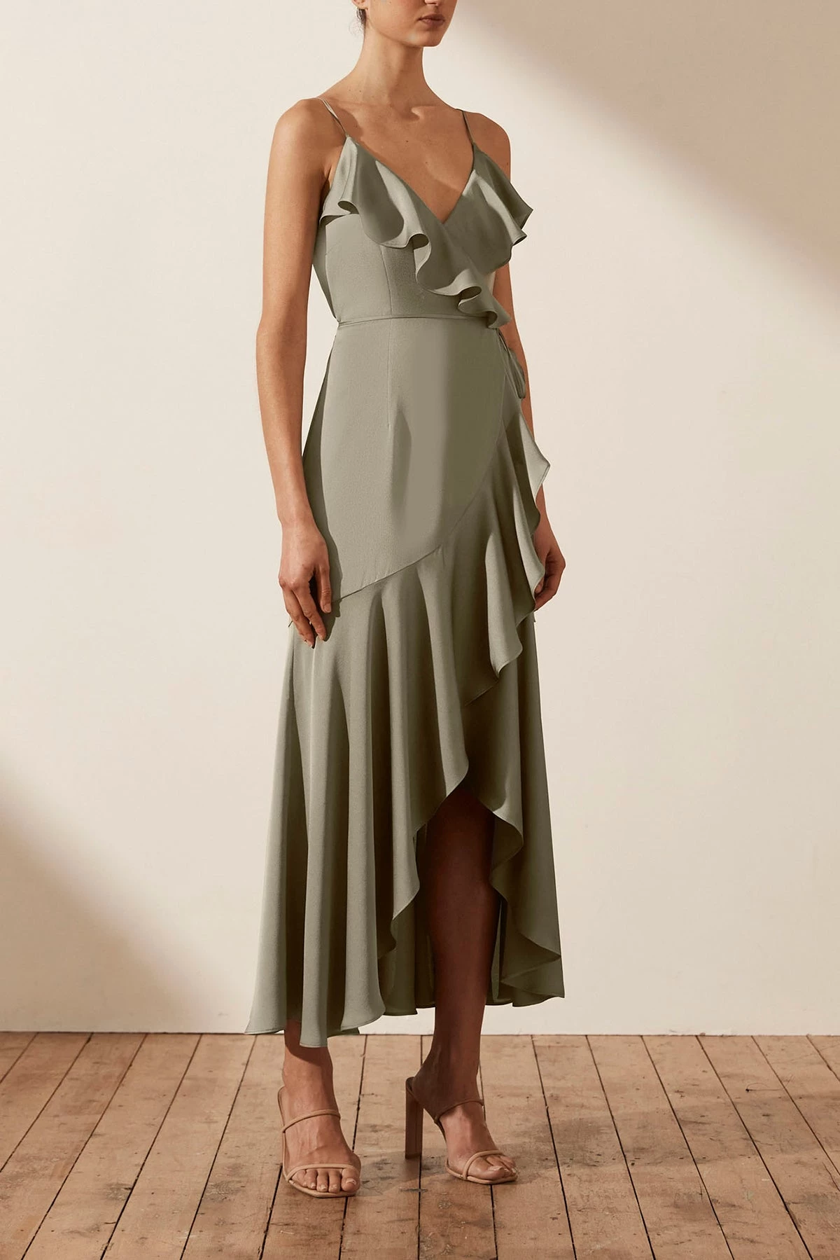 Shona Joy LUXE BIAS FRILL WRAP DRESS - EUCALYPTUS 4 Shona Joy LUXE BIAS FRILL WRAP DRESS - EUCALYPTUS
