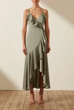 Shona Joy LUXE BIAS FRILL WRAP DRESS - EUCALYPTUS 8 Shona Joy LUXE BIAS FRILL WRAP DRESS - EUCALYPTUS