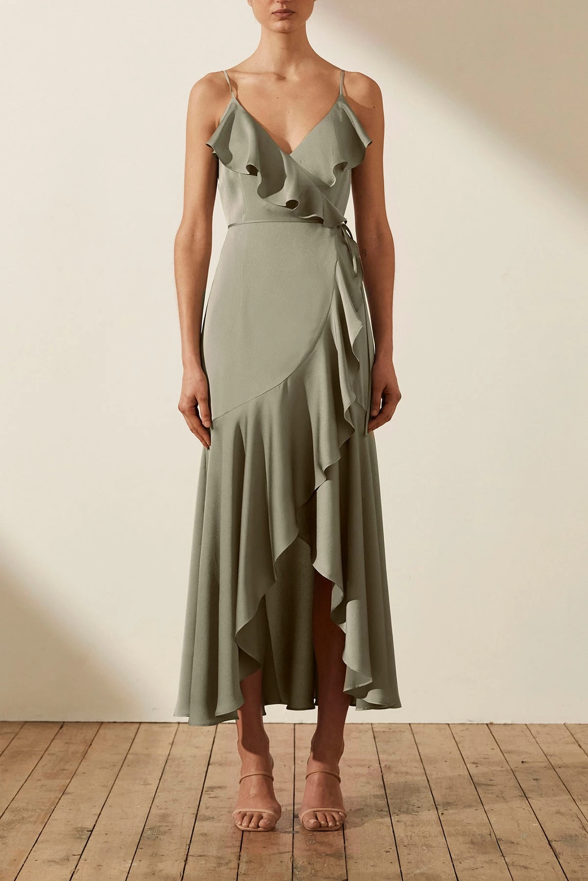 Shona Joy LUXE BIAS FRILL WRAP DRESS - EUCALYPTUS 3 Shona Joy LUXE BIAS FRILL WRAP DRESS - EUCALYPTUS