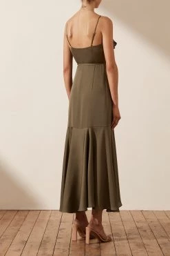 Shona Joy DRESSES LUXE BIAS FRILL WRAP DRESS - PINE
