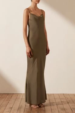 Shona Joy DRESSES LUXE BIAS COWL SLIP DRESS - PINE