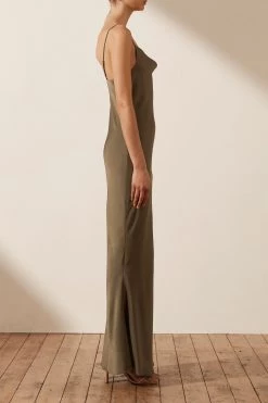 Shona Joy DRESSES LUXE BIAS COWL SLIP DRESS - PINE