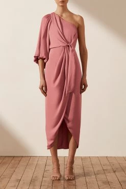 Shona Joy LUXE TIE FRONT ONE SHOULDER DRESS - ROSE 8 Shona Joy LUXE TIE FRONT ONE SHOULDER DRESS - ROSE