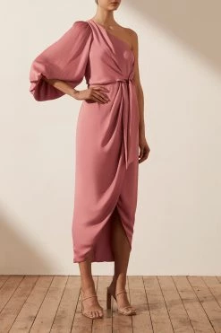 Shona Joy LUXE TIE FRONT ONE SHOULDER DRESS - ROSE 9 Shona Joy LUXE TIE FRONT ONE SHOULDER DRESS - ROSE