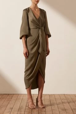 Shona Joy LUXE TIE FRONT BALLOON SLEEVE MIDI DRESS - PINE DRESSES 7 Shona Joy LUXE TIE FRONT BALLOON SLEEVE MIDI DRESS - PINE DRESSES