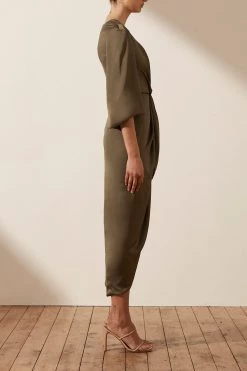 Shona Joy LUXE TIE FRONT BALLOON SLEEVE MIDI DRESS - PINE DRESSES 8 Shona Joy LUXE TIE FRONT BALLOON SLEEVE MIDI DRESS - PINE DRESSES