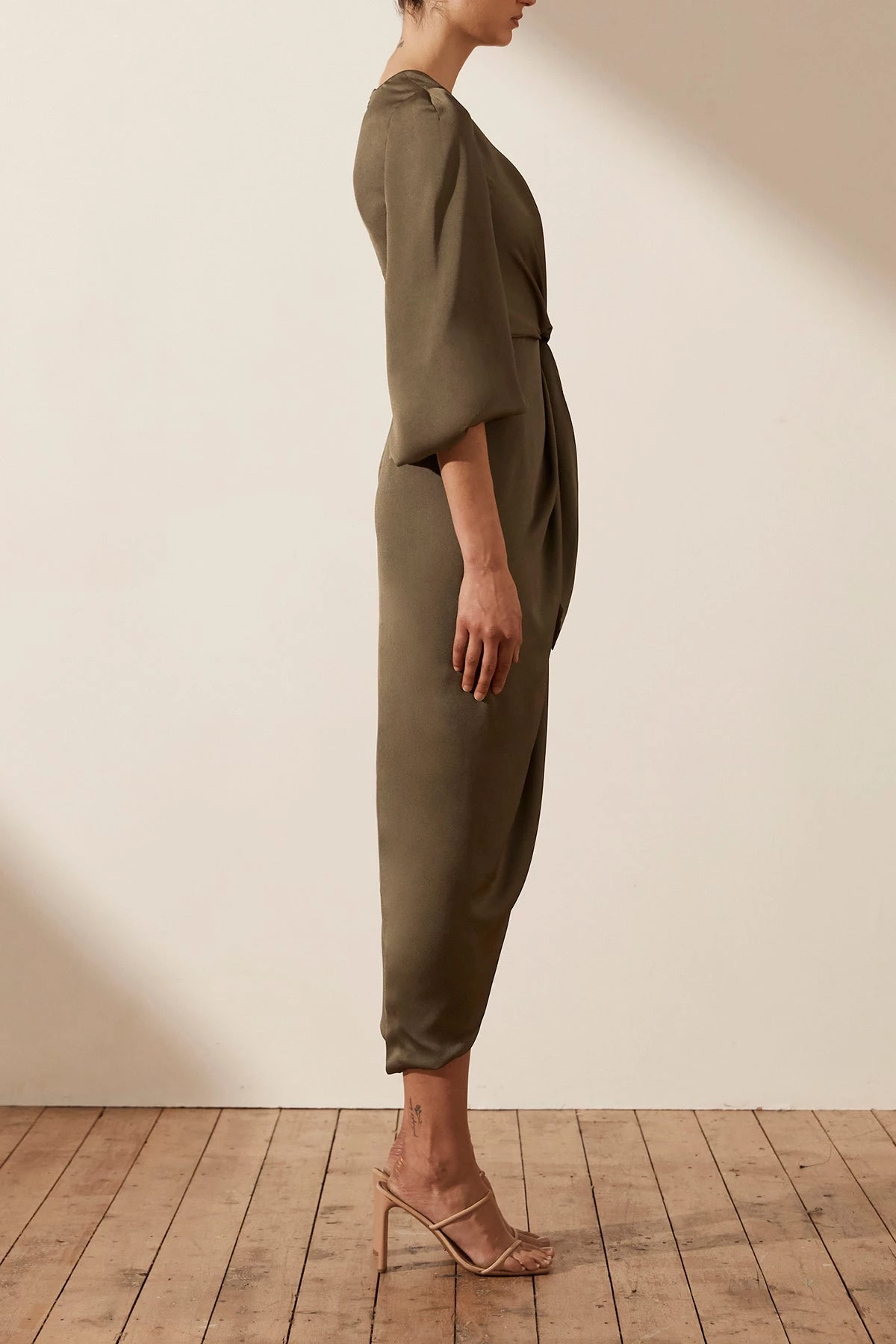 Shona Joy LUXE TIE FRONT BALLOON SLEEVE MIDI DRESS - PINE DRESSES 4 Shona Joy LUXE TIE FRONT BALLOON SLEEVE MIDI DRESS - PINE DRESSES