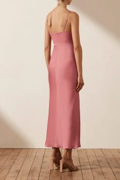 Shona Joy LUXE TWIST FRONT SLEEVELESS MIDI DRESS - ROSE