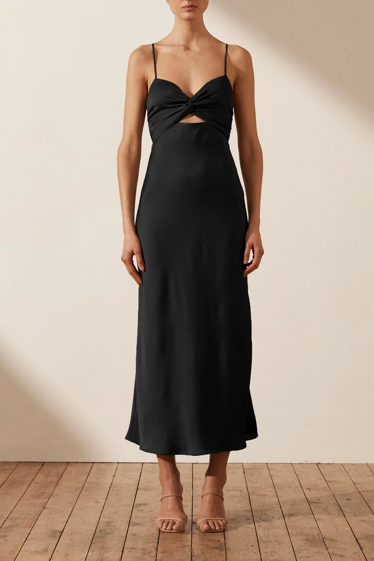 Shona Joy LUXE TWIST FRONT SLEEVELESS MIDI DRESS - ONYX DRESSES 2 Shona Joy LUXE TWIST FRONT SLEEVELESS MIDI DRESS - ONYX DRESSES