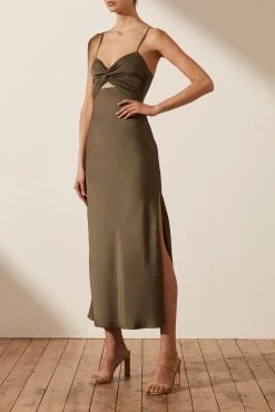 Shona Joy LUXE TWIST FRONT SLEEVELESS MIDI DRESS - PINE 9 Shona Joy LUXE TWIST FRONT SLEEVELESS MIDI DRESS - PINE