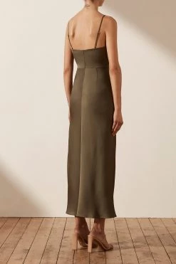 Shona Joy LUXE TWIST FRONT SLEEVELESS MIDI DRESS - PINE 11 Shona Joy LUXE TWIST FRONT SLEEVELESS MIDI DRESS - PINE