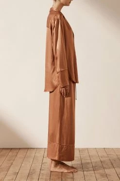 Shona Joy LA LUNE LOUNGE LONG SLEEVE SHIRT SET- COPPER BRIDESMAIDS