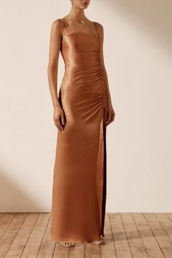 Shona Joy LA LUNE RUCHED MAXI DRESS - COPPER 9 Shona Joy LA LUNE RUCHED MAXI DRESS - COPPER