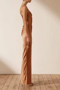 Shona Joy LA LUNE RUCHED MAXI DRESS - COPPER 10 Shona Joy LA LUNE RUCHED MAXI DRESS - COPPER