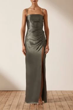 Shona Joy LA LUNE RUCHED MAXI DRESS - OLIVE DRESSES 8 Shona Joy LA LUNE RUCHED MAXI DRESS - OLIVE DRESSES