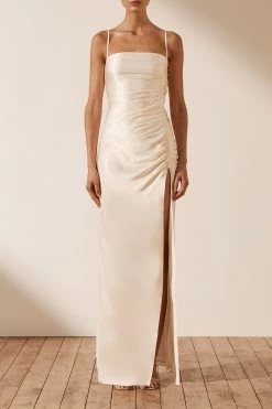 Shona Joy DRESSES LA LUNE RUCHED MAXI DRESS - CREAM
