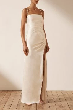 Shona Joy DRESSES LA LUNE RUCHED MAXI DRESS - CREAM