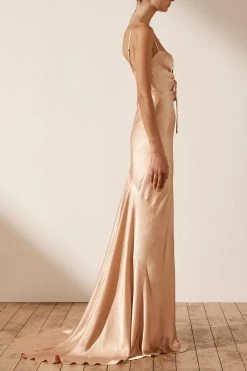 Shona Joy DRESSES LA LUNE LACE FRONT MAXI DRESS - DESERT ROSE