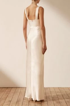 Shona Joy LA LUNE BOW TIE MAXI DRESS - CREAM