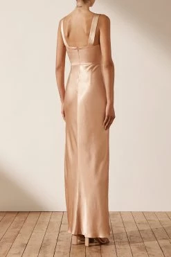Shona Joy LA LUNE BOW TIE MAXI DRESS - DESERT ROSE
