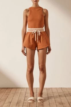 Shona Joy KNITWEAR SJ CURVED HEM SHORT - TURMERIC 10 Shona Joy KNITWEAR SJ CURVED HEM SHORT - TURMERIC