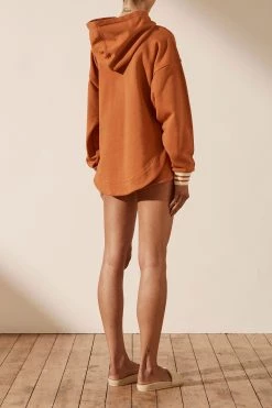 Shona Joy TOPS SJ LOGO CURVED HEM HOODIE - TURMERIC