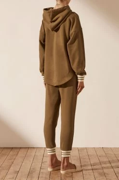 Shona Joy SJ LOGO CURVED HEM HOODIE - CUMIN TOPS 14 Shona Joy SJ LOGO CURVED HEM HOODIE - CUMIN TOPS