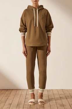 Shona Joy SJ LOGO CURVED HEM HOODIE - CUMIN TOPS 15 Shona Joy SJ LOGO CURVED HEM HOODIE - CUMIN TOPS