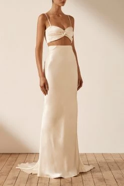 Shona Joy TOPS LA LUNE TWIST FRONT BRA TOP - CREAM