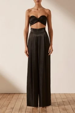 Shona Joy LA LUNE TWIST FRONT BRA TOP - BLACK TOPS