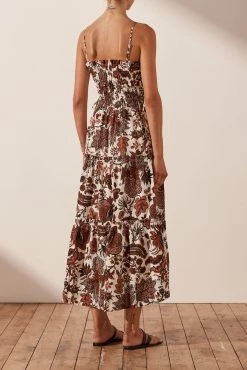 Shona Joy DRESSES CATALINA SHIRRED TIERED MIDI DRESS