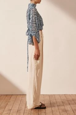 Shona Joy FRANCESCA HIGH NECK BALLOON SLEEVE CROP BLOUSE TOPS